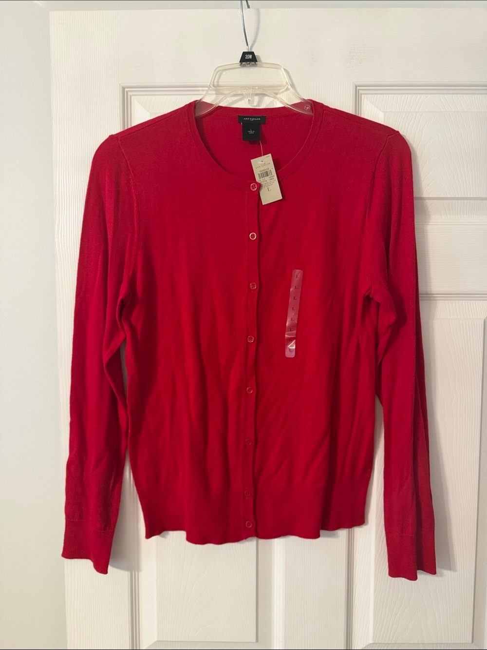 Ann Taylor Red Button-Front Cotton Blend Cardigan size L brand new length 24”